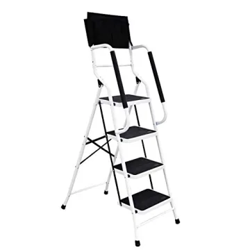 Wiberwi 4 Step Ladder with Handrails 500 lb Capacity Step Stool Folding Portable Ladders for Home Ki...
