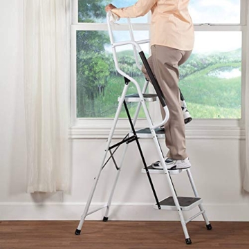 Wiberwi 4 Step Ladder with Handrails for Home Use