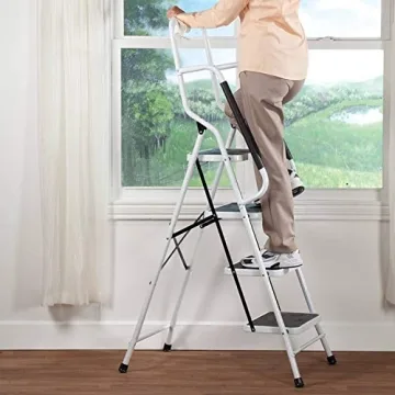 Wiberwi 4 Step Ladder with Handrails for Home Use
