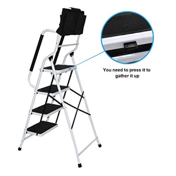 Wiberwi 4 Step Ladder with Handrails for Home Use