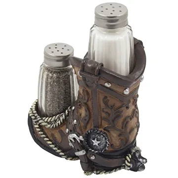 Fancy Cowboy Boot Salt and Pepper Shaker Set for Western Decor