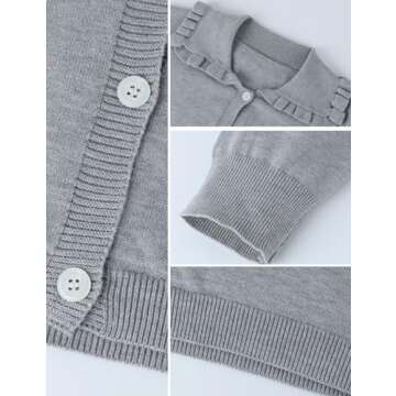 Yimoon Ruffle Collar Cardigan Sweater for Women Fashion