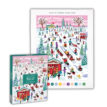Galison Michael Storrings Snow Day Paint by Number Kit - Creative Winter Fun