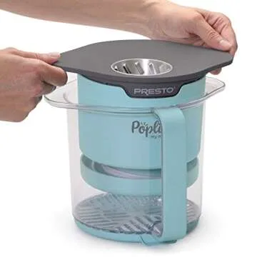 Presto 04811 PopLite My Munch Hot Air Popcorn Popper - Personal Sized, Built-In Serving Bowl, Compact Design, 8 Cups, Blue