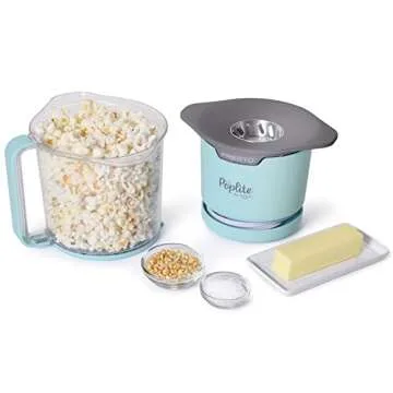 Presto 04811 PopLite My Munch Hot Air Popcorn Popper - Personal Sized, Built-In Serving Bowl, Compact Design, 8 Cups, Blue
