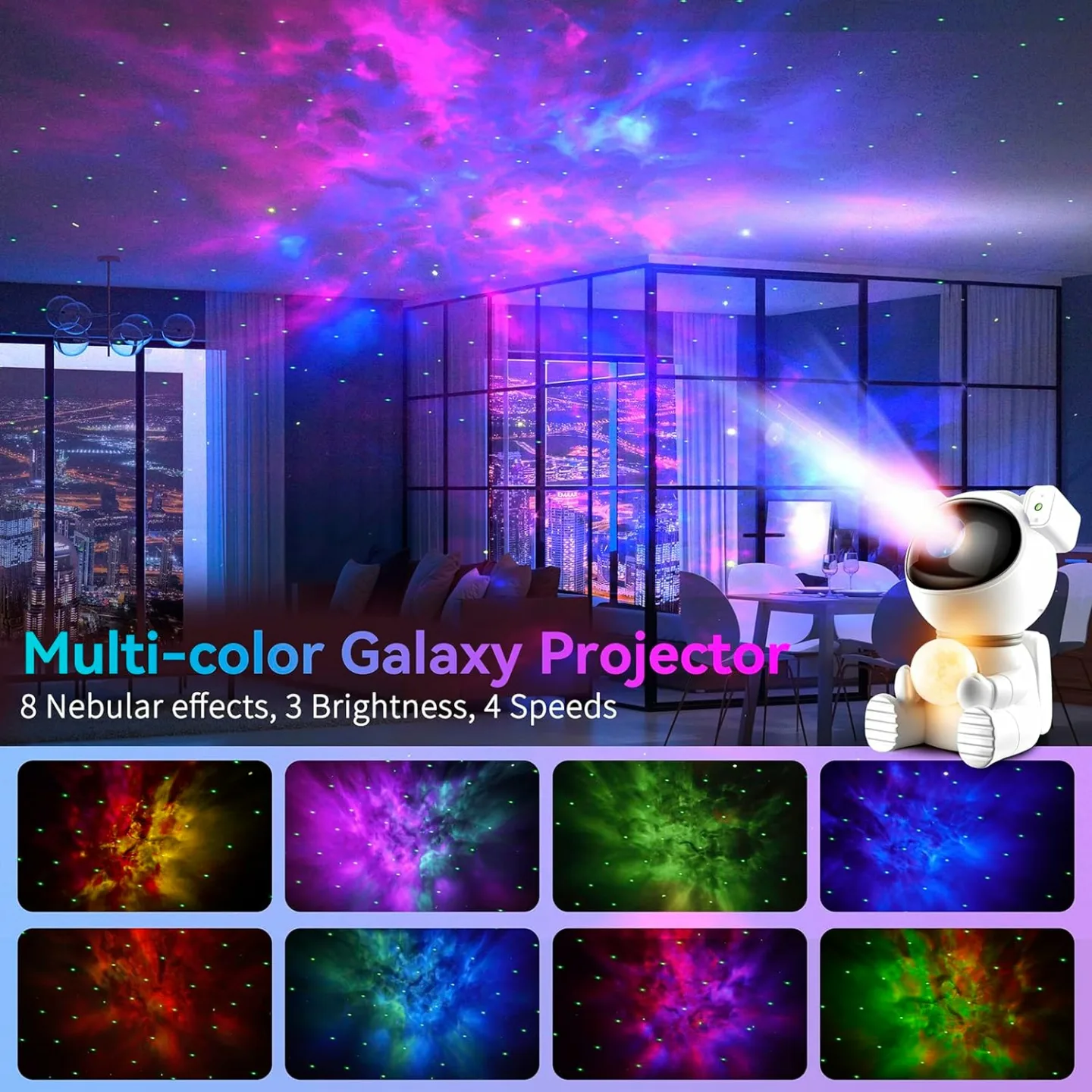 Astronaut Galaxy Projector - 2 in 1 Star & Moon Light