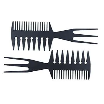 Slicked-back Combs 3 in 1 Fish Tail Bone Shape Hair Extensions Detangling Styling Coloring Comb for Salon Barbers Mohawk Undercut Bowl Cut Quiff