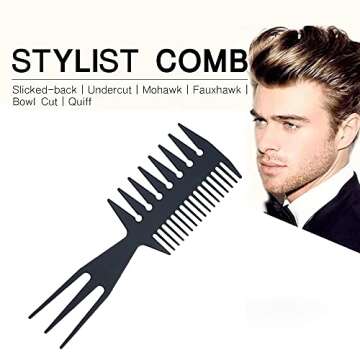 Slicked-back Combs 3 in 1 Fish Tail Bone Shape Hair Extensions Detangling Styling Coloring Comb for Salon Barbers Mohawk Undercut Bowl Cut Quiff