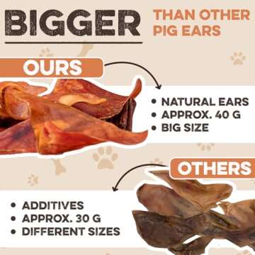 100% Natural Whole Pig Ear Dog Treat - 12 Pack Our Healthy Pig Ears Are Easy To Digest, Chemical & Hormone Free Thick Cut For Aggressive Chewers, Great Small Or Large Dogs