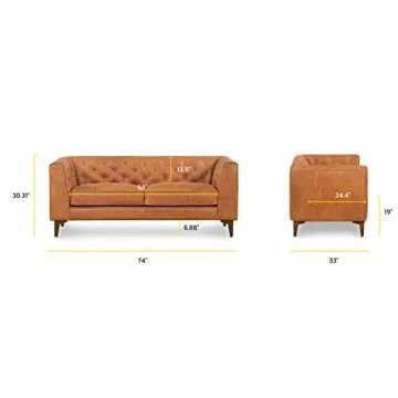 Essex 74" Leather Apartment Sofa by POLY & BARK