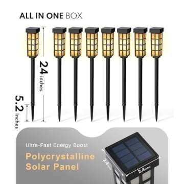 8 Pack Solar Pathway Lights, LED Solar Lights Outdoor, IP65 Waterproof Outdoor Solar Lights for Yard, Auto On/Off Solar Walkway Lights Outdoor, Landscape Lighting for Patio, Driveway Decor, Frosted