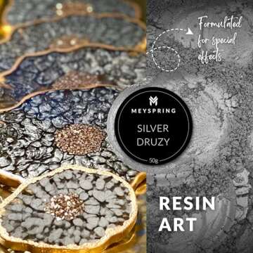 MEYSPRING Silver Druzy Pigment for Resin Crafts - 50g