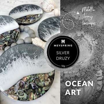 MEYSPRING Silver Druzy Pigment for Resin Crafts - 50g