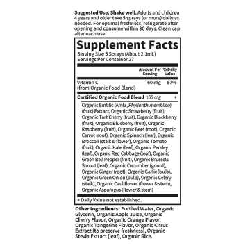 Garden of Life Organics Vitamin C for Kids and Adults, Organic Vitamin C Spray for Skin Health - Cherry Tangerine, Vitamin C Supplement Antioxidant for Immune Support, 2 fl oz Liquid Drops