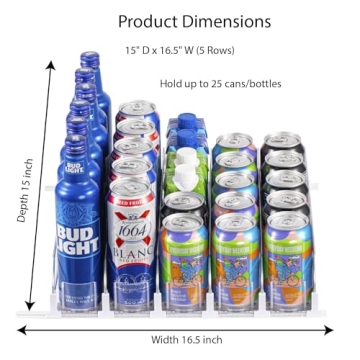 Adjustable RULA Drink Organizer for Fridge Holds 25 Cans