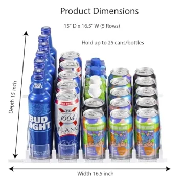 Adjustable RULA Drink Organizer for Fridge Holds 25 Cans