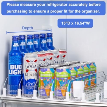 Adjustable RULA Drink Organizer for Fridge Holds 25 Cans