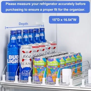 Adjustable RULA Drink Organizer for Fridge Holds 25 Cans