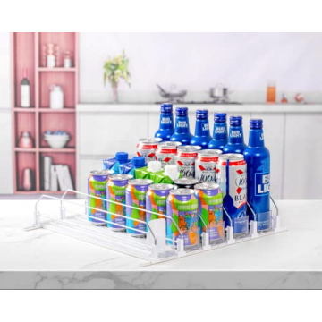 Adjustable RULA Drink Organizer for Fridge Holds 25 Cans