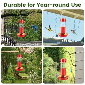 Leak-Proof Red Hummingbird Feeders - Outdoor Bird Décor