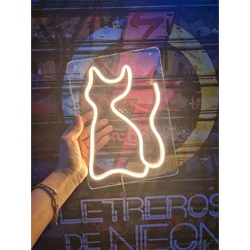 Cat Neon Signs - LED Wall Decor for Kids & Parties, Pink Neon Light