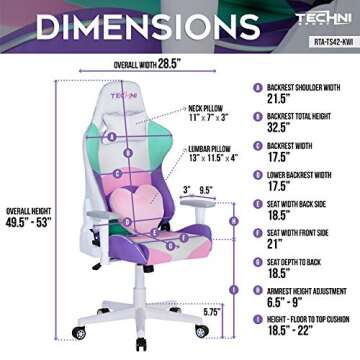 Kawaii Techni Sport Gaming Chair - Adjustable Comfort
