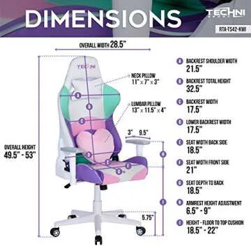 Kawaii Techni Sport Gaming Chair - Adjustable Comfort