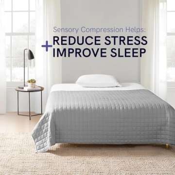 YnM Exclusive Weighted Blanket, Soothing Cotton, Smallest Compartments with Glass Beads, Bed Blanket for One Person of 110lbs, Ideal for Twin/Full Bed (48x72 Inches, 12 Pounds, Light Grey)