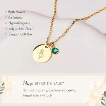 18K Gold May Birth Flower Necklace for Women