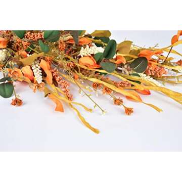 18.5" Fall Swag Autumn Swag,Swag Wreath with Wheat Ear for Thanksgiving Fall Decorations Christmas Halloween Wall Decor