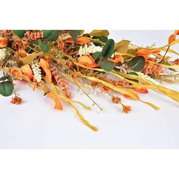 18.5" Fall Swag Autumn Swag,Swag Wreath with Wheat Ear for Thanksgiving Fall Decorations Christmas Halloween Wall Decor