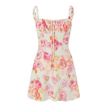 Bonangber Women Summer Mini Cami Dress Corset Dress Tie-Up Fishbone Waist Shaping Backless Fashion Party Cocktail Dress (B-Yellow, S)