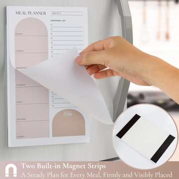 Weekly Meal Planner and Grocery List Magnetic 6x9 Inch Notepad with 52 Tear-Off Sheets - Perfect Mea...