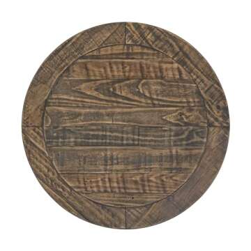 Napa Solid Wood Farmhouse Rustic Round End Side Living Room Table, Nightstand 26" W x 26" D x 25" H