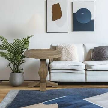 Napa Solid Wood Farmhouse Rustic Round End Side Living Room Table, Nightstand 26" W x 26" D x 25" H