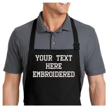 PLACE4PRINT Personalized Chef Name Embroidered Apron with Custom Text a Great Gift for Adult Premium Quality Apron for Men and Women - Cooking Gift