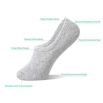 DIBAOLONG Womens No Show Socks Non Slip Flat Boat Line Low Cut Socks 6 Pairs