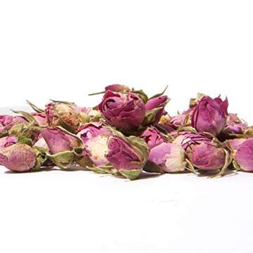 ChaWuWarmSun-[A] Pink Rose Buds(3oz),Loose Leaf Flower Petal Tea,Natural Fragrant Herbal Tea,Afternoon Tea