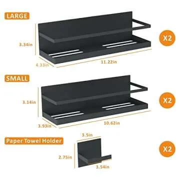 Roysili Magnetic Spice Rack For Refrigerator Magnetic Fridge Shelf For Kitchen Spice Organizer Magnetic Shelf For Fridge Space Saving Black 4 Pack With Magnetic Paper Towel Holder