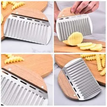 Rpanle Stainless Steel Crinkle Cutter for Veggies and Fruits