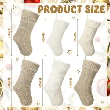 Syhood 6 Pack Knitted Christmas Stockings for Holiday Decor