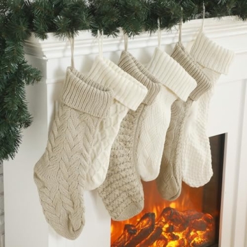 Syhood 6 Pack Knitted Christmas Stockings for Holiday Decor