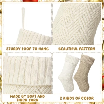 Syhood 6 Pack Knitted Christmas Stockings for Holiday Decor