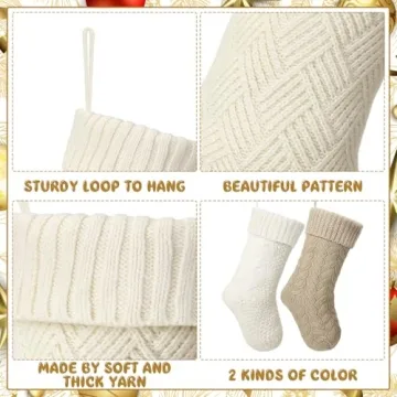 Syhood 6 Pack Knitted Christmas Stockings for Holiday Decor