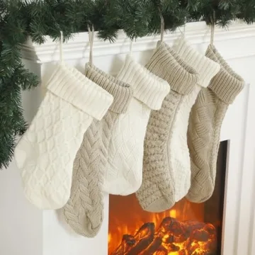 Syhood 6 Pack Knitted Christmas Stockings for Holiday Decor