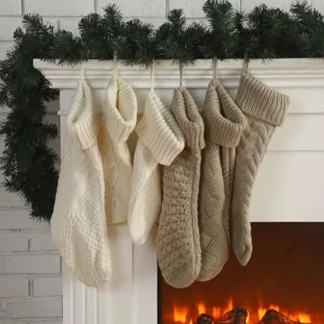 Syhood 6 Pack Knitted Christmas Stockings for Holiday Decor