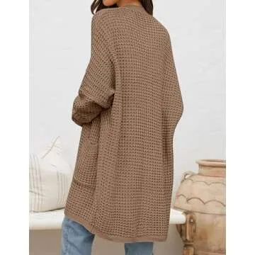 ZESICA Women's Chunky Knit Cardigan - Khaki