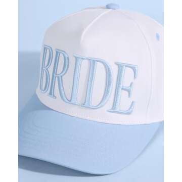 xo, Fetti White + Blue Bride Trucker Hat | Bachelorette Accessory, Bridal Headwear, Bach Party Decor...