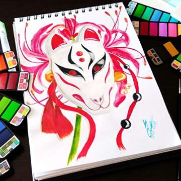 Dainayw Watercolor Paint Set - 42 Colors Professional Travel Pocket Watercolor Kit, with 1 Round Water Brushes, Christmas Gift for Artist, Kids & Adults Outdoor Painting