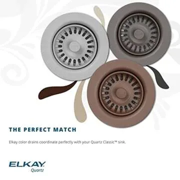 Elkay LKQS35BK Polymer Drain Fitting with Removable Basket Strainer and Rubber Stopper, Black